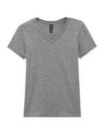 Gildan V-Ausschnitt T-Shirt Softstyle® für Damen, White S, G64V00L – Sport Grey (Heather)
