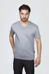 HRM V-Ausschnitt T-Shirt Bio-Baumwolle für Herren, Grey Melange 5XL, HRM102 – Bild 2