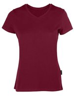 HRM Luxuriöses V-Ausschnitt T-Shirt, Bio-Baumwolle – Bordeaux