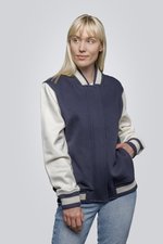 HRM College Jacke mit Kontrastärmeln für Damen, Black/Off White XS, HRM809 – Bild 1