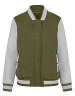 HRM College Jacke mit Kontrastärmeln für Damen – Olive/Stone