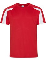 Just Cool Kontrast Cool T-Shirt mit Raglan-Ärmeln, Arctic White/Fire Red S, JC003 – Rosso fuoco/Artico Bianco