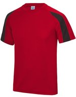 Just Cool Kontrast Cool T-Shirt mit Raglan-Ärmeln, Arctic White/Fire Red S, JC003 – Rosso fuoco/Jet Nero