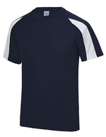 Just Cool Kontrast Cool T-Shirt mit Raglan-Ärmeln, Arctic White/Fire Red S, JC003 – Blu navy francese/Artico Bianco