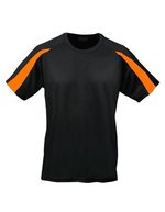 Just Cool Kontrast Cool T-Shirt mit Raglan-Ärmeln, Arctic White/Fire Red S, JC003 – Jet Nero/Elettrico Arancione