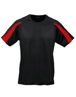 Just Cool Kontrast Cool T-Shirt mit Raglan-Ärmeln, Arctic White/Fire Red S, JC003 – Jet Nero/Rosso fuoco