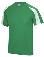 Just Cool Kontrast Cool T-Shirt mit Raglan-Ärmeln, Arctic White/Fire Red S, JC003 – Verde kelly/Artico Bianco