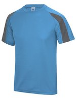 Just Cool Kontrast Cool T-Shirt mit Raglan-Ärmeln, Arctic White/Fire Red S, JC003 – Zaffiro Blu/Antracite (Unito)