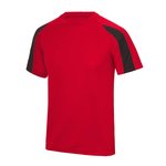 Just Cool Contrast Cool T-Shirt Raglan-Ärmel für Kinder, Arctic White/Fire Red 3/4 (XS), JC003J – Bild 3