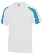 Just Cool Contrast Cool T-Shirt Raglan-Ärmel für Kinder – Arctic White/Sapphire Blue