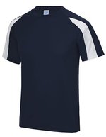 Just Cool Contrast Cool T-Shirt Raglan-Ärmel für Kinder – French Navy/Arctic White