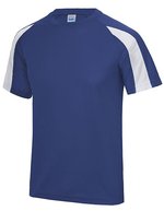 Just Cool Contrast Cool T-Shirt Raglan-Ärmel für Kinder, Arctic White/Fire Red 3/4 (XS), JC003J – Bleu royal/Arctique Blanc