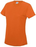 Just Cool Slim-Fit Sport T-Shirt Neon für Damen, Arctic White XS, JC005 – Electrique Orange