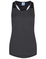 Just Cool Workout Vest mit Mesh-Racerback für Damen – Charcoal (Solid)/Jet Black