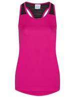 Just Cool Workout Vest mit Mesh-Racerback für Damen – Hot Pink/Jet Black