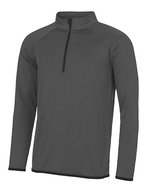 Just Cool Langarm Sport Shirt Halb-Zip CoolFit – Charcoal (Solid)/Jet Black