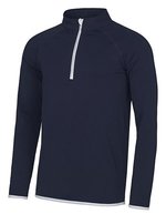 Just Cool Langarm Sport Shirt Halb-Zip CoolFit – French Navy/Arctic White
