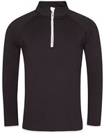 Just Cool Langarm Sport Shirt Halb-Zip CoolFit – Jet Black/Arctic White
