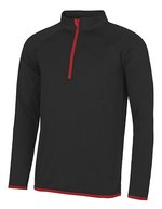 Just Cool Langarm Sport Shirt Halb-Zip CoolFit – Jet Black/Fire Red