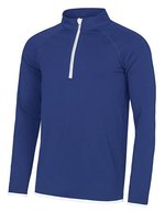 Just Cool Langarm Sport Shirt Halb-Zip CoolFit – Royal Blue/Arctic White