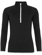 Just Cool Sweatshirt mit 1/2 Reißverschluss für Damen – Jet Black/Arctic White