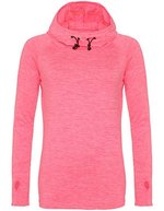 Just Cool Sportliches Langarmshirt mit Kapuze, Black Slate Melange XS, JC038 – Elettrico Rosa Melange