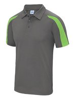 Just Cool Kontrast-Polo mit Raglan-Ärmeln, Arctic White/Fire Red S, JC043 – Charcoal (Solid)/Lime Green