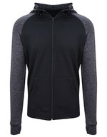 Just Cool Slim Fit Zoodie mit Kontrastärmeln, Black/Black Slate Melange S, JC057 – Bild 2