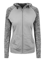 Just Cool Slim Fit Zoodie mit Kontrastärmeln für Damen, Grey/Grey Melange M, JC058 – Bild 3