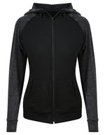 Just Cool Slim Fit Zoodie mit Kontrastärmeln für Damen – Black/Black Slate Melange