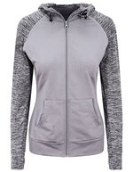 Just Cool Slim Fit Zoodie mit Kontrastärmeln für Damen – Grey/Grey Melange