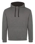 Just Hoods Baumwoll-Varsity Hoodie mit Kapuze, Purple/Sun Yellow M, JH003 – Charcoal (Heather)/Jet Black