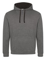 Just Hoods Baumwoll-Varsity Hoodie mit Kapuze, Baby Pink/Arctic White M, JH003 – Charcoal (Heather)/Jet Black