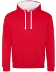 Just Hoods Baumwoll-Varsity Hoodie mit Kapuze, Purple/Sun Yellow M, JH003 – Fire Red/Arctic White