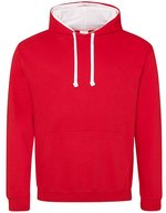 Just Hoods Baumwoll-Varsity Hoodie mit Kapuze, Baby Pink/Arctic White M, JH003 – Fire Red/Arctic White
