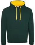 Just Hoods Baumwoll-Varsity Hoodie mit Kapuze, Purple/Sun Yellow M, JH003 – Forest Green/Gold