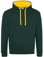 Just Hoods Baumwoll-Varsity Hoodie mit Kapuze, Baby Pink/Arctic White M, JH003 – Forest Green/Gold