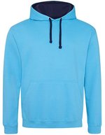 Just Hoods Baumwoll-Varsity Hoodie mit Kapuze, Baby Pink/Arctic White M, JH003 – Hawaiian Blue/Oxford Navy