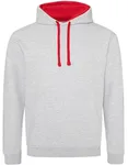 Just Hoods Baumwoll-Varsity Hoodie mit Kapuze, Purple/Sun Yellow M, JH003 – Heather Grey/Fire Red