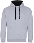 Just Hoods Baumwoll-Varsity Hoodie mit Kapuze, Purple/Sun Yellow M, JH003 – Heather Grey/French Navy