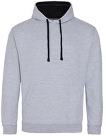 Just Hoods Baumwoll-Varsity Hoodie mit Kapuze, Baby Pink/Arctic White M, JH003 – Heather Grey/French Navy