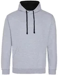 Just Hoods Baumwoll-Varsity Hoodie mit Kapuze, Purple/Sun Yellow M, JH003 – Heather Grey/Jet Black