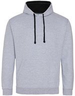 Just Hoods Baumwoll-Varsity Hoodie mit Kapuze, Baby Pink/Arctic White M, JH003 – Heather Grey/Jet Black