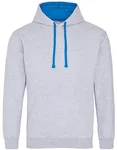 Just Hoods Baumwoll-Varsity Hoodie mit Kapuze, Purple/Sun Yellow M, JH003 – Heather Grey/Sapphire Blue