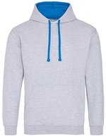 Just Hoods Baumwoll-Varsity Hoodie mit Kapuze, Baby Pink/Arctic White M, JH003 – Heather Grey/Sapphire Blue