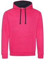 Just Hoods Baumwoll-Varsity Hoodie mit Kapuze, Baby Pink/Arctic White M, JH003 – Hot Pink/French Navy