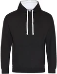 Just Hoods Baumwoll-Varsity Hoodie mit Kapuze, Purple/Sun Yellow M, JH003 – Jet Black/Arctic White