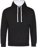 Just Hoods Baumwoll-Varsity Hoodie mit Kapuze, Baby Pink/Arctic White M, JH003 – Jet Black/Arctic White