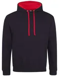Just Hoods Baumwoll-Varsity Hoodie mit Kapuze, Purple/Sun Yellow M, JH003 – Jet Black/Fire Red