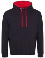 Just Hoods Baumwoll-Varsity Hoodie mit Kapuze, Baby Pink/Arctic White M, JH003 – Jet Black/Fire Red